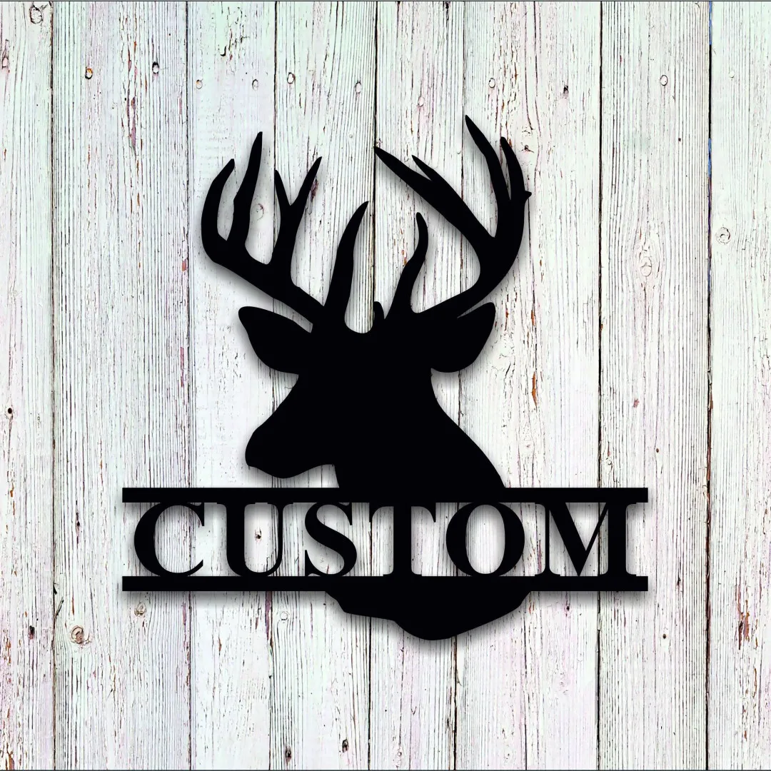 il_fullxfull.2486963838_ogdl_1024x1024_2x_d3ecab87-cf8e-435f-b28f-d755fca835f7.webp Deer Last Name Sign, Metal Deer Sign, Antler Wall Sign, Hunting Present, Man Gift, Deer Family Name Sign, Hunter Christmas Gift, Camp Sign