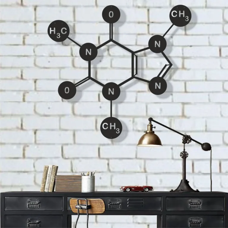 Metal Wall Decor, Caffeine Molecule, Metal Wall Art, Science Art, Biology Chemistry Art, Wall Hangings, Coffee Wall Decor