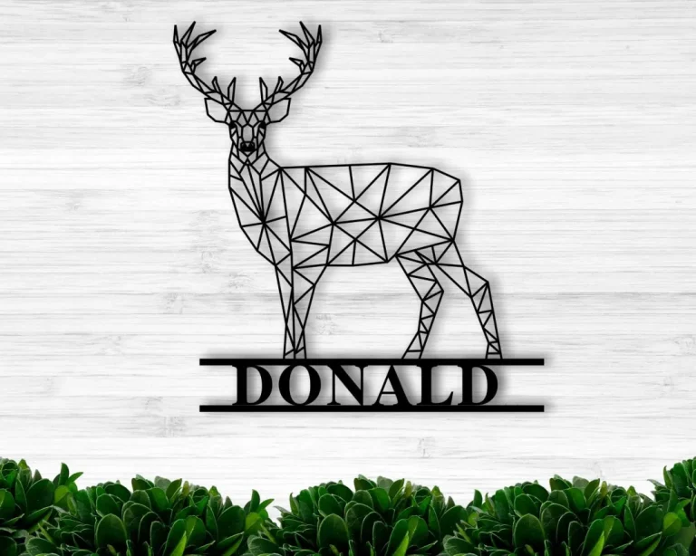 Personalized Geometric Deer, Custom Deer Sign, Metal Deer Sign, Kids Room Decor, Wildlife Decor,nursery Decor, Wildlife Art