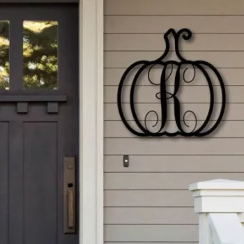 Fancy Pumpkin Monogram Wooden Pumpkin Metal Door Hanger Unpainted Wood Monogram Halloween Decor Home Decor Wood Pumpkins Rustic Fall Autumn