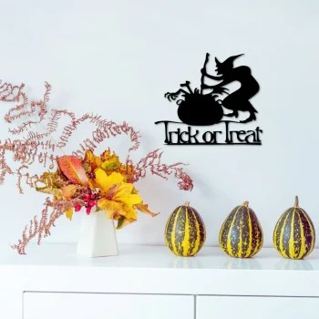 Trick-or-treat Sign Metal Wall Art - Halloween Witch And Brew Custom Metal Sign Entryway Decor - Halloween Front Door Hanger - Office Decor