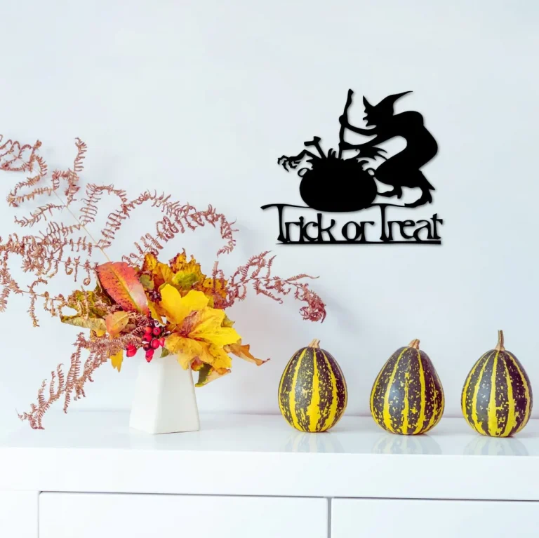 Trick-or-treat Sign Metal Wall Art - Halloween Witch And Brew Custom Metal Sign Entryway Decor - Halloween Front Door Hanger - Office Decor