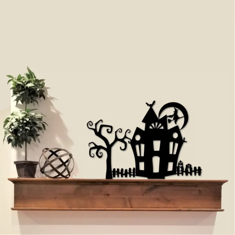 Haunted House Decor Metal Wall Art - Halloween Decoration Shelf Sitter - Metal Halloween Decor - Custom Metal Sign Halloween Gift