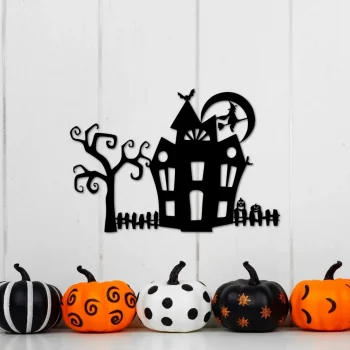 Haunted House Decor Metal Wall Art - Halloween Decoration Shelf Sitter - Metal Halloween Decor - Custom Metal Sign Halloween Gift