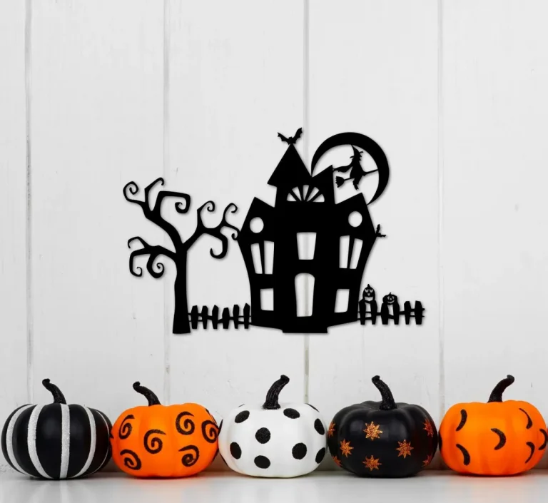 Haunted House Decor Metal Wall Art - Halloween Decoration Shelf Sitter - Metal Halloween Decor - Custom Metal Sign Halloween Gift
