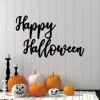 Happy Halloween Porch Sign, Halloween Outdoor Decor, Farmhouse Halloween Decoration, Custom Cursive Metal Sign, Entryway Sign Wreath