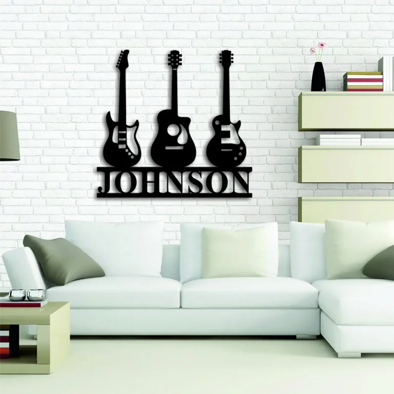 Personalized Metal Guitar Name Sign, Electric Guitar Sign, Acoustic Name Sign, Bass Name Sign, Music Name Art, Musician Wall Art