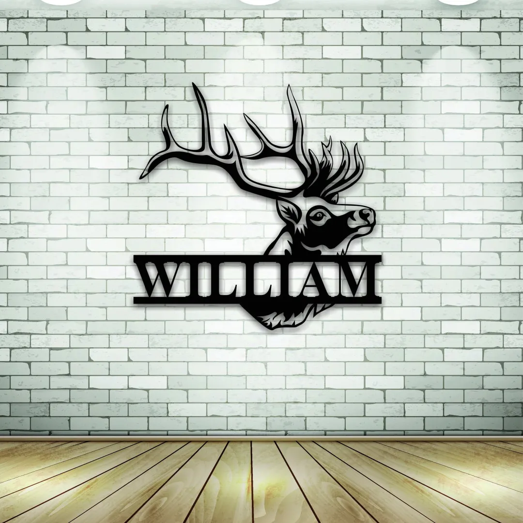 il_fullxfull.2536273563_dtke_1024x1024_2x_b932f43b-2192-42e2-a8ea-40375f54c271.webp Deer Last Name Sign, Metal Deer Sign, Antler Wall Sign, Hunting Present, Man Gift, Deer Family Name Sign, Hunter Christmas Gift, Camp Sign