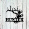Deer Last Name Sign, Metal Deer Sign, Antler Wall Sign, Hunting Present, Man Gift, Deer Family Name Sign, Hunter Christmas Gift, Camp Sign
