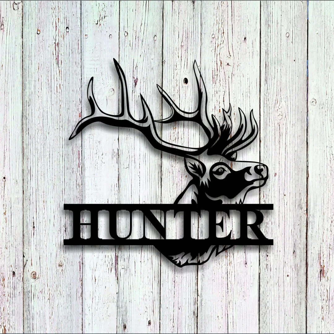 il_fullxfull.2536273647_j8hp_1024x1024_2x_8fdee6a7-ad8c-4318-bd31-8d9a1d7783fc.webp Deer Last Name Sign, Metal Deer Sign, Antler Wall Sign, Hunting Present, Man Gift, Deer Family Name Sign, Hunter Christmas Gift, Camp Sign