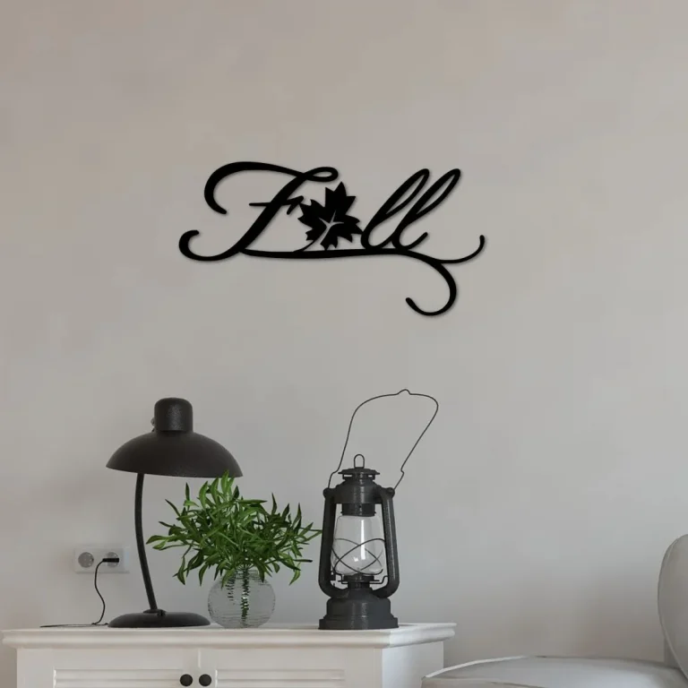 Metal Fall Sign - Metal Wall Art - Fall Kitchen Decor - Entryway Sign - Metal Fall Signs - Leaves Decor - Script Word Art - Front Door Sign