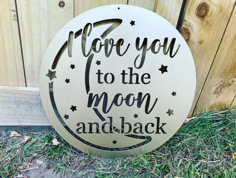 I Love You To The Moon And Back Metal Sign - Valentine's Day Gift - Steel Anniversary Gift - Metal Baby Nursery Sign - Baby Shower Gift