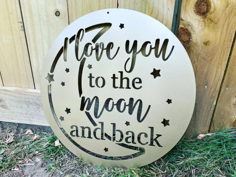 I Love You To The Moon And Back Metal Sign - Valentine's Day Gift - Steel Anniversary Gift - Metal Baby Nursery Sign - Baby Shower Gift