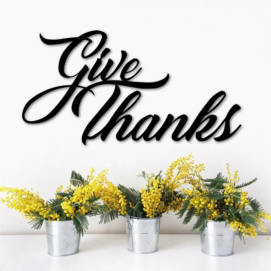 il_fullxfull.2554715765_perz_1024x1024_2x_12d28e11-d340-409f-9788-79be966af273.webp Give Thanks Sign - Fall Decor Metal Word Art - Dining Room Wall Art - Script Words Thanksgiving Decor - Fall Housewarming Gift Metal Sign