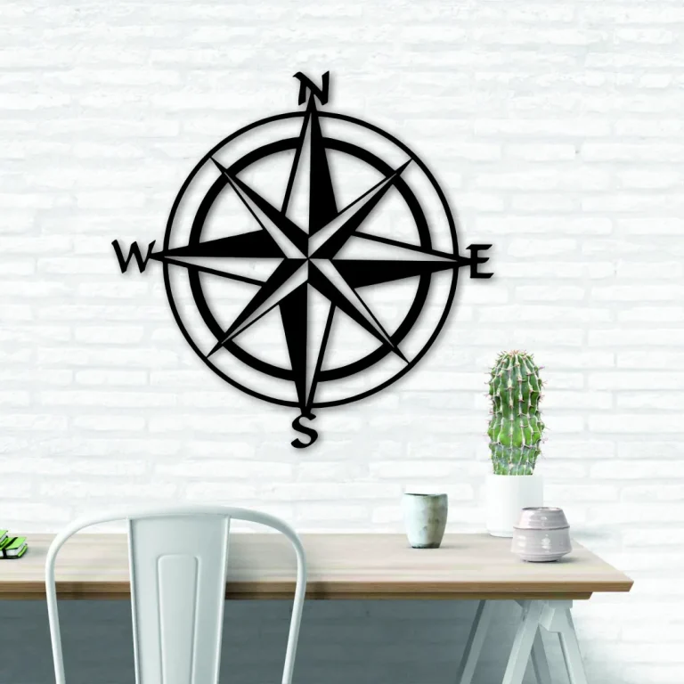 Nautical Compass Rose Metal Wall Decor, Outdoor Metal Art, Metal Wall Decor, Beach House Decor, Nursery Decor, Lake House Decor