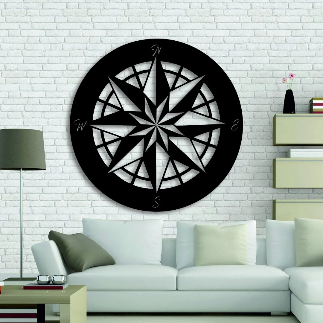 il_fullxfull.2557402915_g1zu.webp Nautical Compass Rose Metal Wall Decor, Outdoor Metal Art, Metal Wall Decor, Beach House Decor, Nursery Decor, Lake House Decor