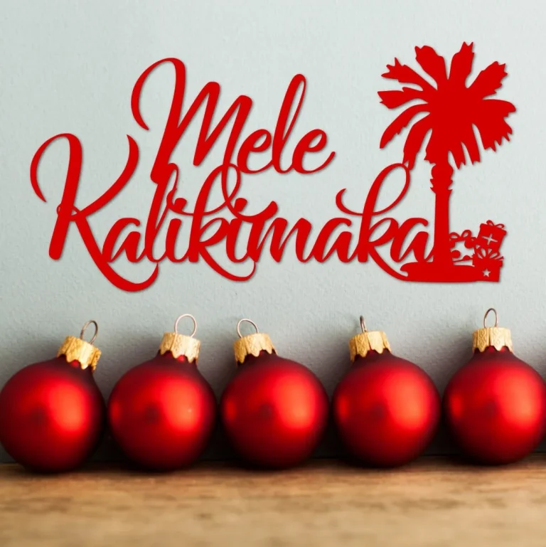 Mele Kalikimaka Sign Metal Wall Art - Hawaiian Merry Christmas Sign - Hawaii Decor - Island Art - Christmas Decor