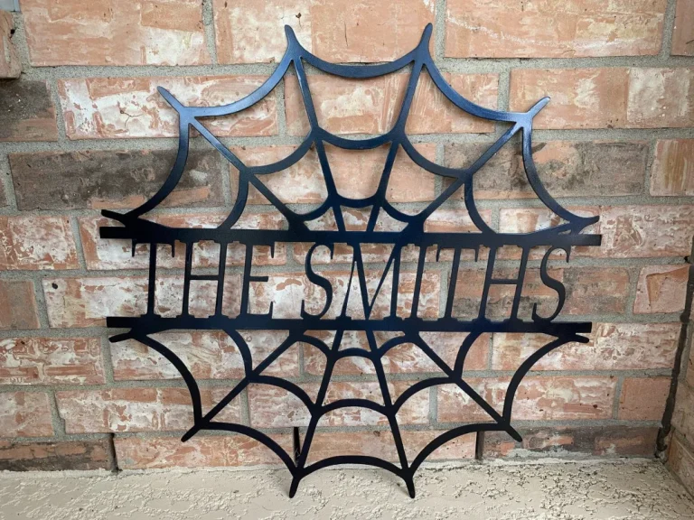 Halloween Spiderweb Monogram Cut Metal Sign, Wall Decor Metal Sign, Home Decor Metal Art