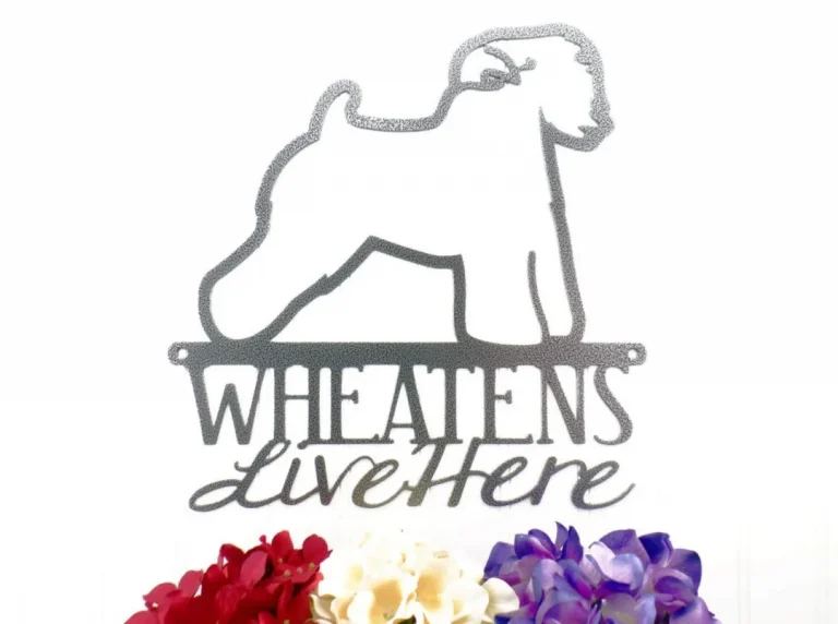 Wheatens Live Here Metal Sign - Silver, Wheaten Terrier, Wheaten, Metal Wall Art, Outdoor Sign