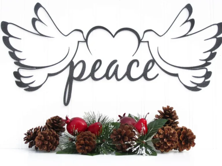 Christmas Peace Doves Metal Sign - Silver, Christmas Decorations, Christmas Gifts, Xmas Decorations, Christmas