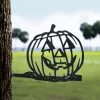 Halloween Jack-o-lantern Metal Silhouette, Happy Pumpkin Jack O Lantern Sign Cutout, Outdoor Home & Garden Fall Decor, Halloween Decorations
