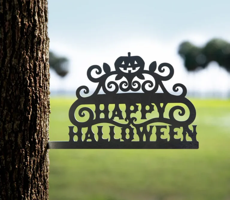 Happy Halloween Metal Silhouette - Jack O Lantern Pumpkin Sign Cutout - Fall Diy Outdoor Home & Garden Halloween Party Decor - Spooky Season