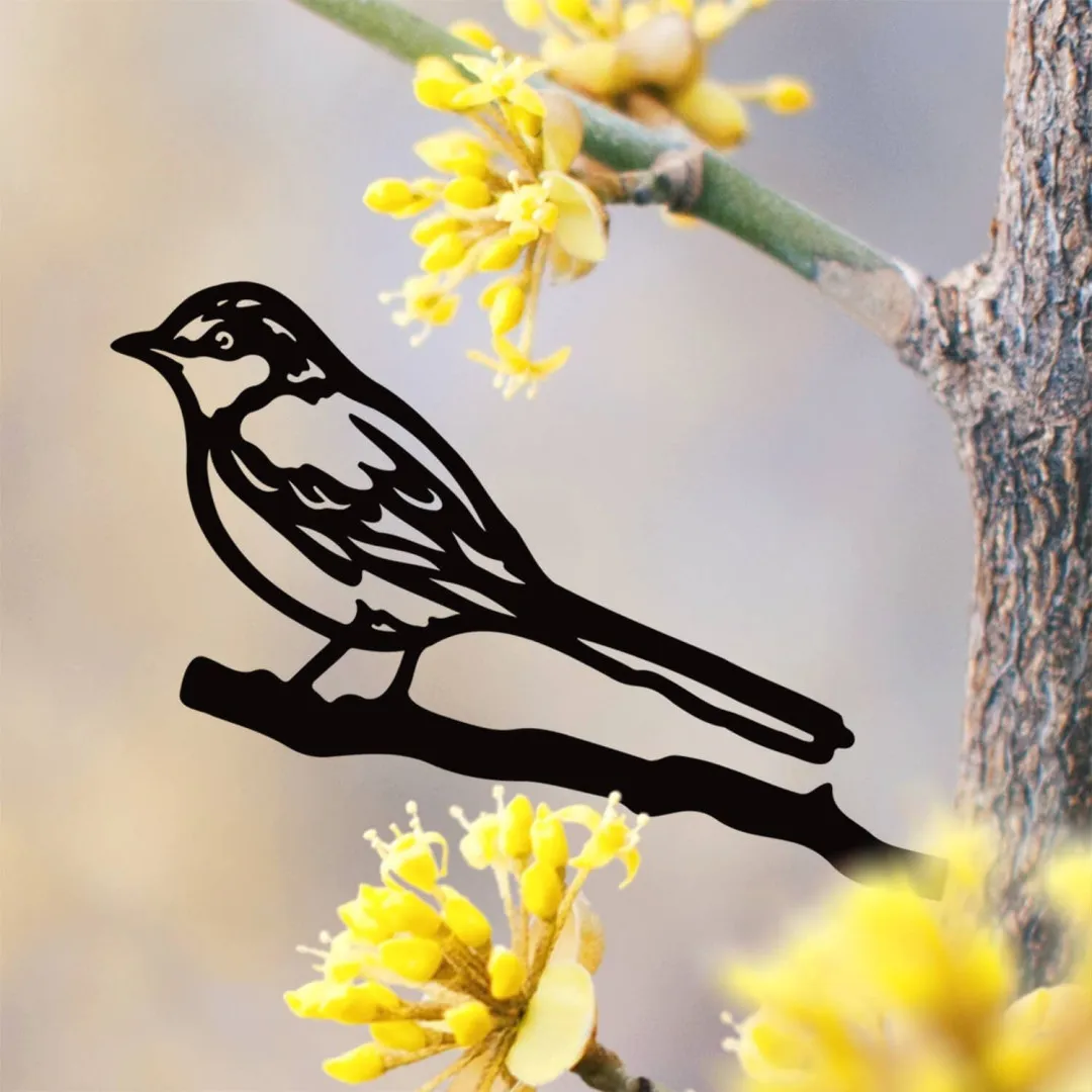 il_fullxfull.2605378986_45sh.webp Metal Mockingbird Silhouette - Birds Of A Feather - Rustic Outdoor Home & Garden Decor - Housewarming Gift - Made In Usa