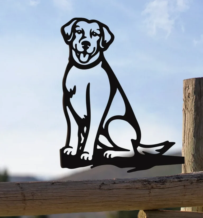 Metal Labrador Silhouette Puppy - Usa Steel Dog Sign Cutout - Rustic Outdoor Home & Garden Decor - Housewarming Gift For Dog Lovers