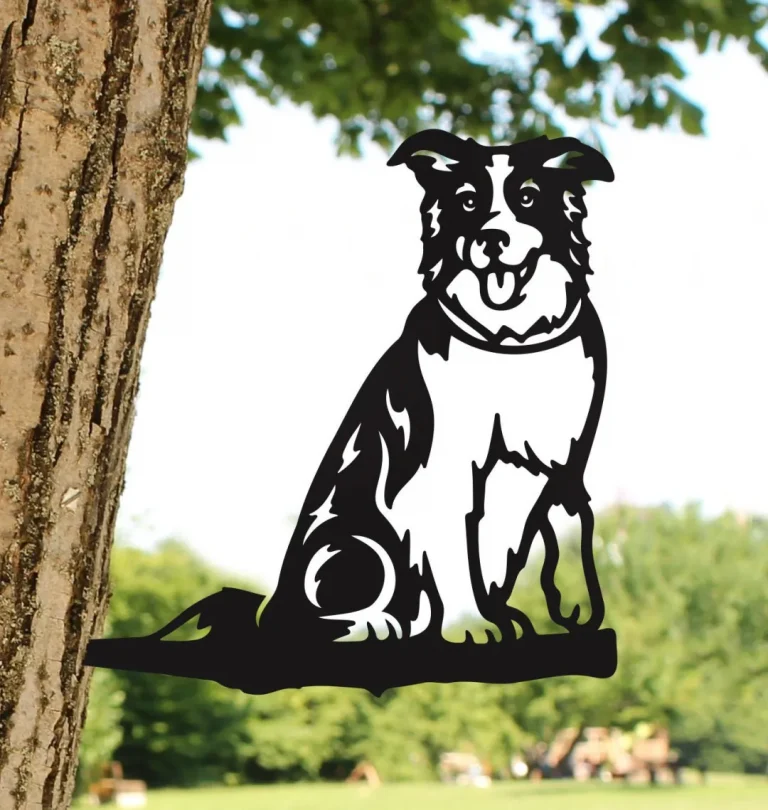 Metal Collie Silhouette Puppy - Usa Steel Dog Sign Cutout - Rustic Outdoor Home & Garden Decor - Housewarming Gift For Dog Lovers