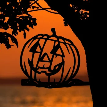 Halloween Jack-o-lantern Metal Silhouette, Happy Pumpkin Jack O Lantern Sign Cutout, Outdoor Home & Garden Fall Decor, Halloween Decorations