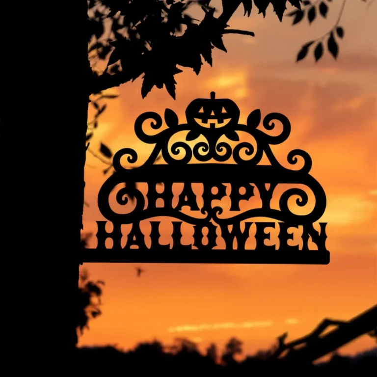 Happy Halloween Metal Silhouette - Jack O Lantern Pumpkin Sign Cutout - Fall Diy Outdoor Home & Garden Halloween Party Decor - Spooky Season