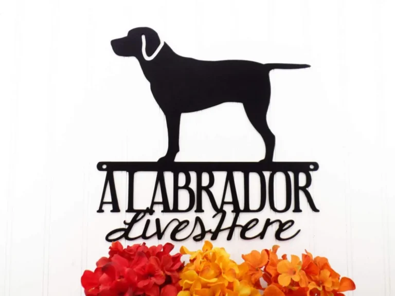 Labrador Lives Here Metal Sign - Black, Black Lab, Outdoor Sign, Metal Wall Art, Wall Decor, Wall Art