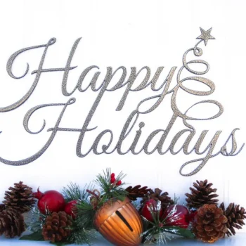 Happy Holidays Christmas Metal Sign - Silver, Metal Wall Art, Holiday Decorations, Christmas Gifts, Christmas