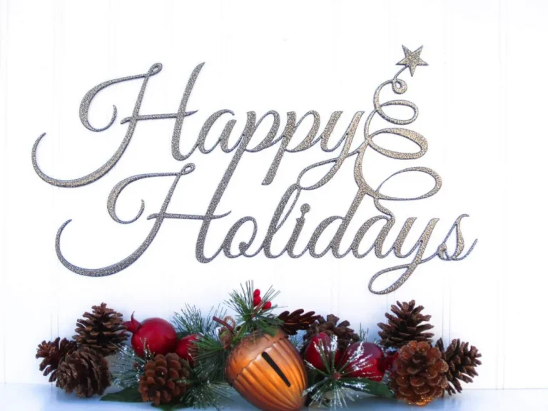 Happy Holidays Christmas Metal Sign - Silver, Metal Wall Art, Holiday Decorations, Christmas Gifts, Christmas