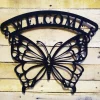 Welcome Butterfly Metal Wall Sign - Steel Wall Art, Cut Metal Sign, Wall Metal Art