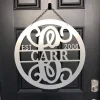 Monogram Door Hanger - Front Porch Sign, Cut Metal Sign, Wall Metal Sign