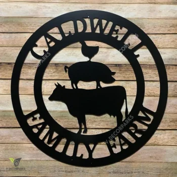 Farmhouse Wall Decor - Farm Signs Personalized - Custom Family Country Signs For Home - Last Name - Cow - Pig - Chicken Silhouette