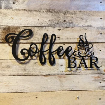 Coffee Bar Script Metal Sign - Kitchen Wall Decor - Cafe Sign - Housewarming Gift - Home Wall Hanging