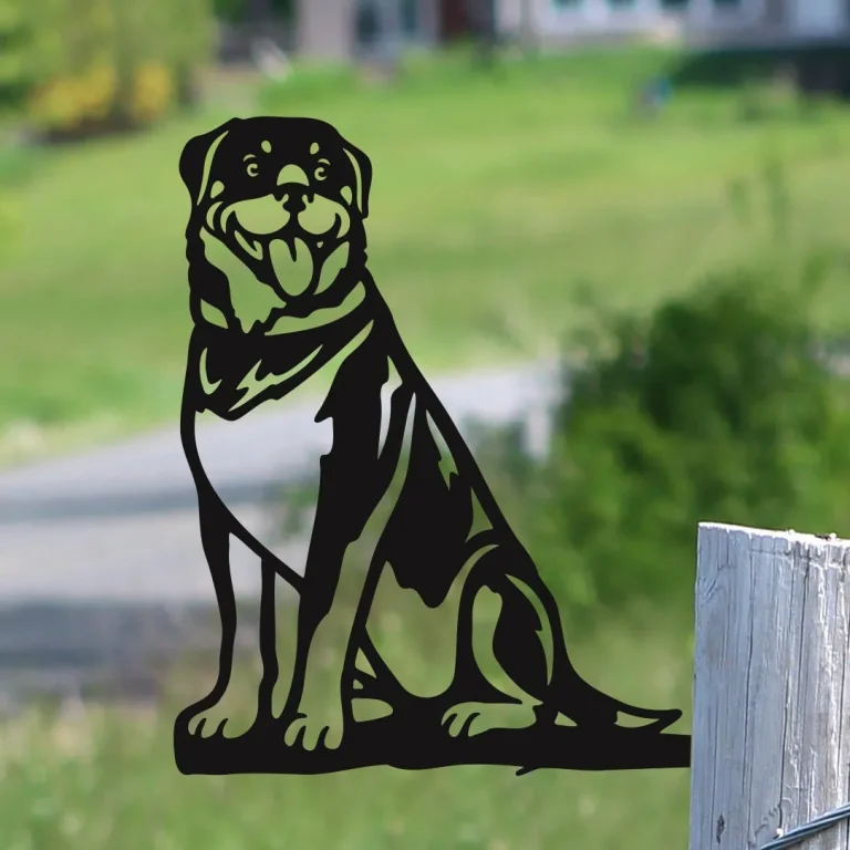 Metal Rottweiler Silhouette Puppy - Usa Steel Dog Sign Cutout - Rustic Outdoor Home & Garden Decor - Housewarming Gift For Dog Lovers