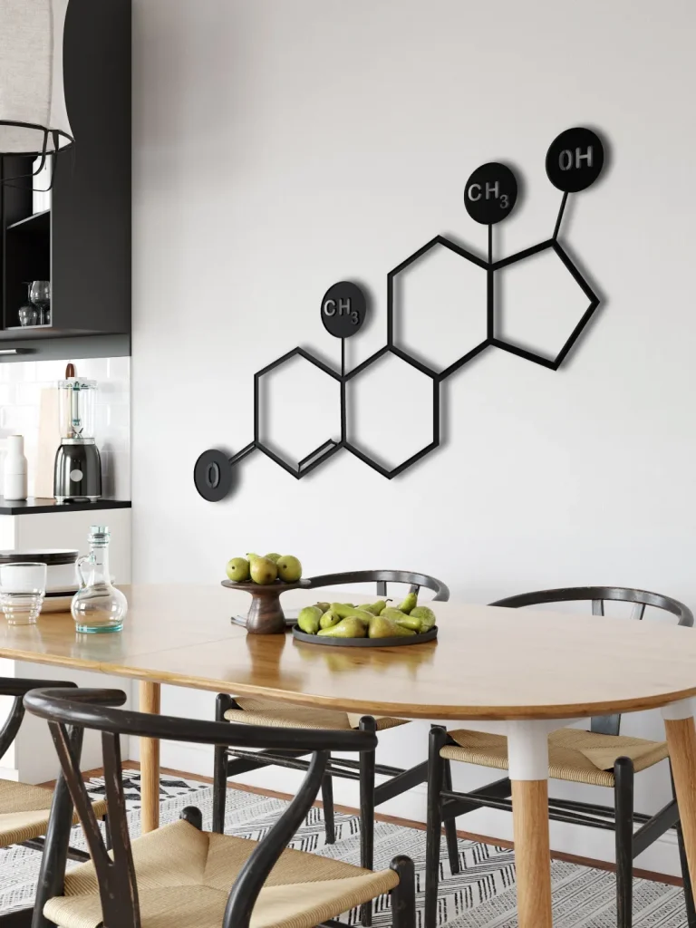 Testosterone Molecule, Metal Wall Art, Metal Wall Decor, Symbol Nerd Art, Science Art, Biology Chemistry Art, Testosterone Symbol