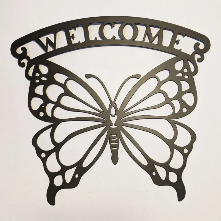 Welcome Butterfly Metal Wall Sign - Steel Wall Art, Cut Metal Sign, Wall Metal Art