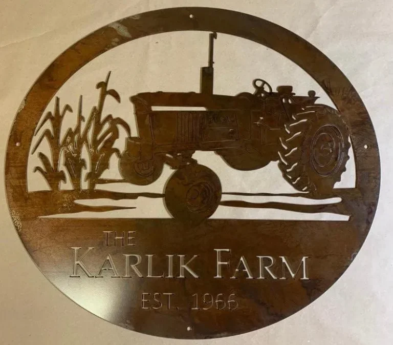 Metal Farm Sign, Corn Stalks Tractor Sign Customized, Metal Wall Art, Metal House Sign