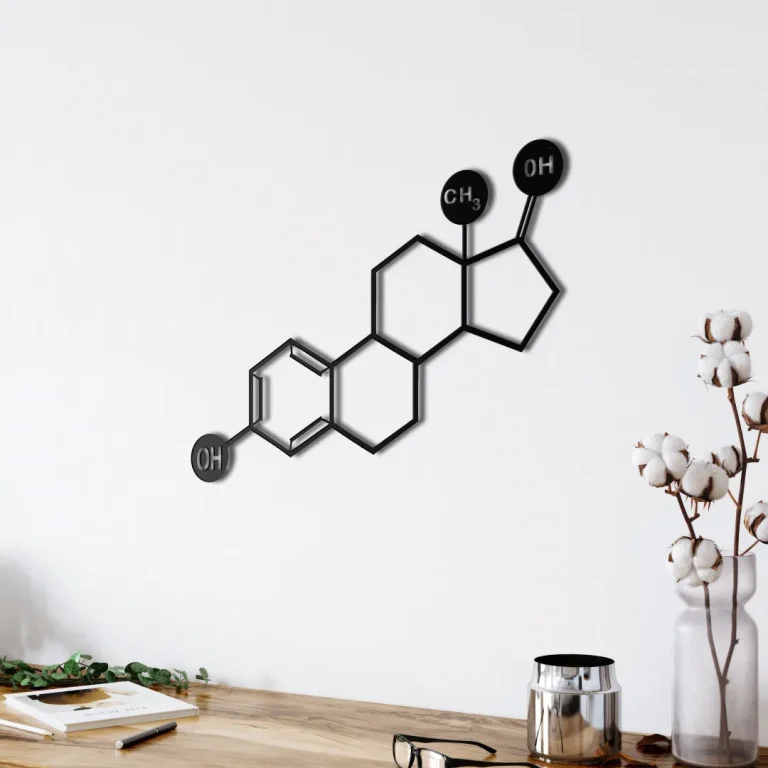 Estrogen Molecule, Metal Wall Art, Metal Wall Decor, Symbol Nerd Art, Science Art, Biology Chemistry Art, Estrogen Symbol Chemical Structure