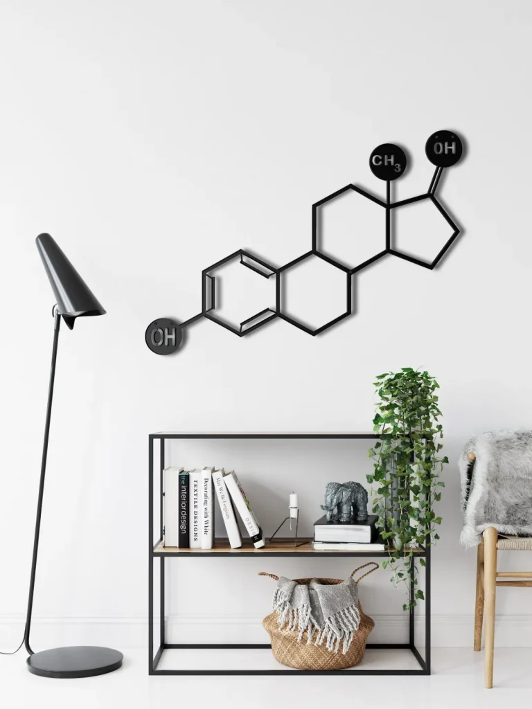 Estrogen Molecule, Metal Wall Art, Metal Wall Decor, Symbol Nerd Art, Science Art, Biology Chemistry Art, Estrogen Symbol Chemical Structure