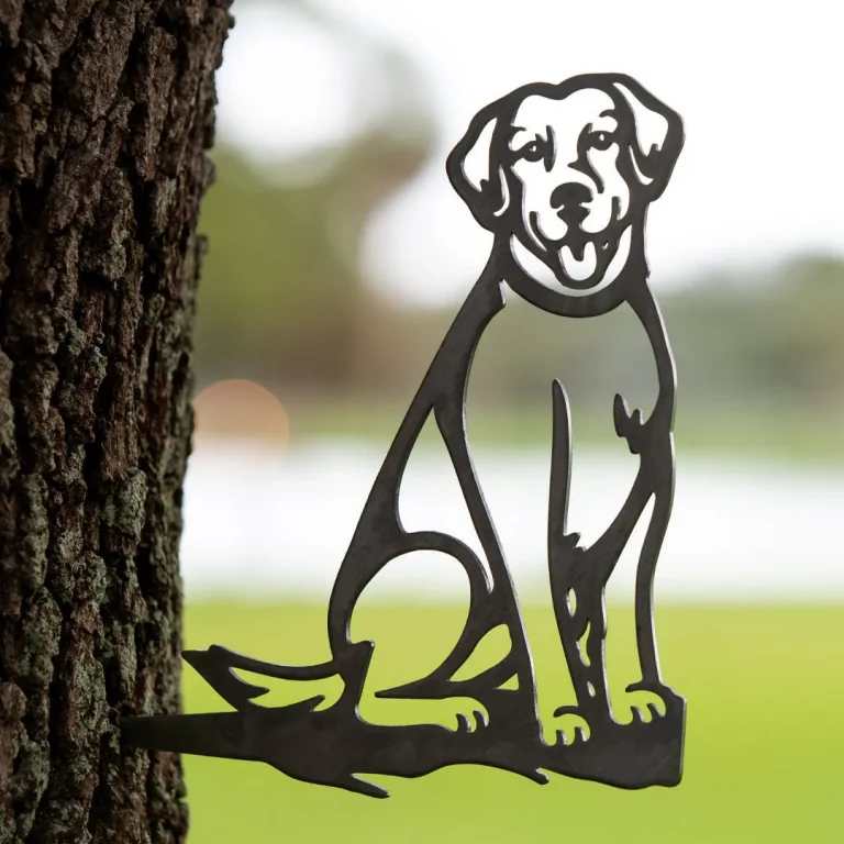 Metal Labrador Silhouette Puppy - Usa Steel Dog Sign Cutout - Rustic Outdoor Home & Garden Decor - Housewarming Gift For Dog Lovers