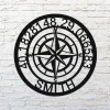 Personelized Nautical Compass Metal Wall Art With Gps Coordinates