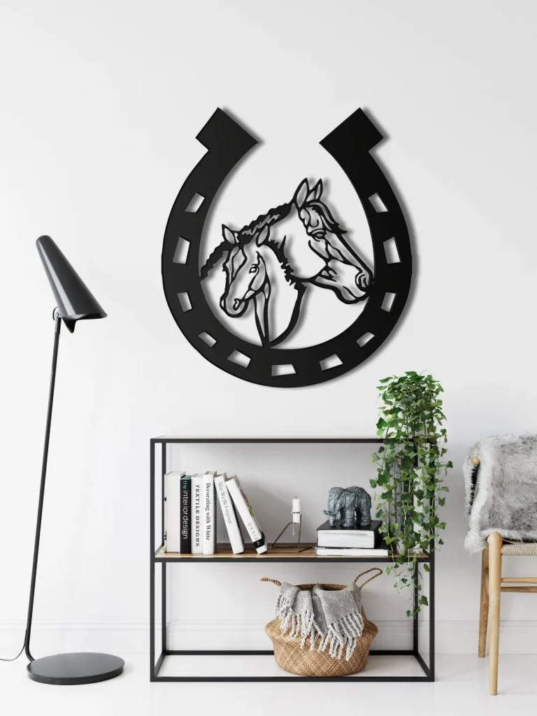 Metal Horse Head Horseshoe Art, Farmhouse Decor, Metal Wall Art, Horseshoe Sign, Metal Wall Decoration, Indoor Outdoor Decor