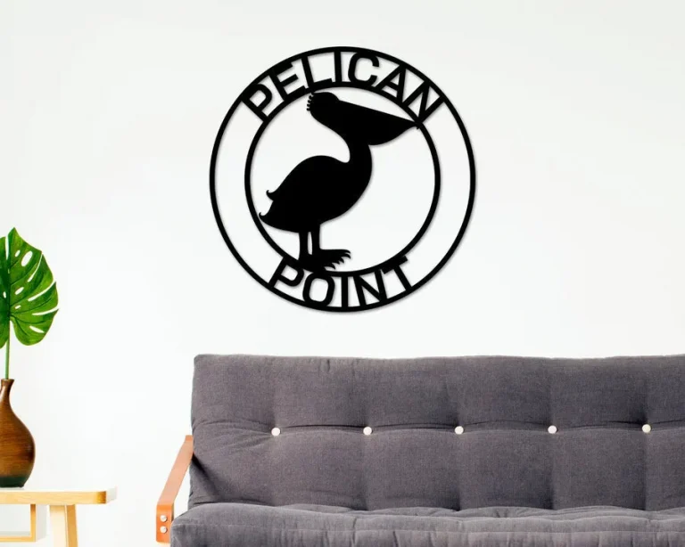 Personalized Metal Pelican Sign Custom Family Name Metal Sign,metal Monogram Sign, Door Hanger, Metal Decorative Wall Art