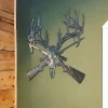 Metal Deer Skull And Gun Sign - Metal Man Cave Sign - Garage Sign - Hunting Decor - Metal Deer Skull - Gift For Him - Metal Antlers