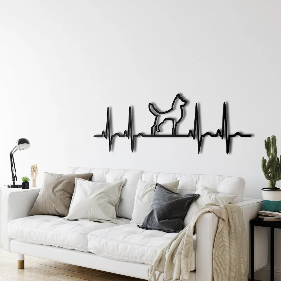 il_fullxfull.2720416141_m459.webp Ekg Dog Wall Art, Dog Metal Wall Decor, Living Room Decoration, Wall Hangings, Dog Lover Gift, Ekg Rhythm Geometric Puppy Art